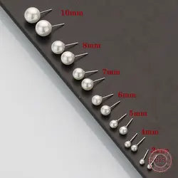 925 Sterling Silver Bulb Pearl Stud Earrings for Women Temperament Circle Korean Earring Party Piercing Jewelry Aretes De Mujer