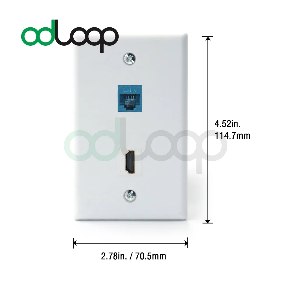 ODLOOP HDMI 2-Port Ethernet Wall Plate RJ45 CAT6 Female To Female Keystone Jack Insert for HDTV