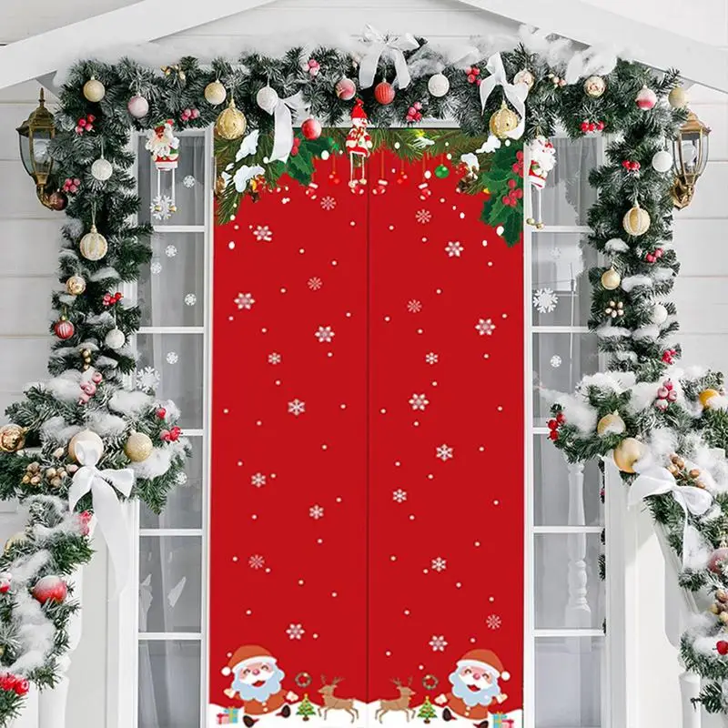 Christmas Door Curtains Sound Proof Curtains Magnetic 37x80 Inches Thicken Door Cover Blanket Screen Thermal Insulated Door