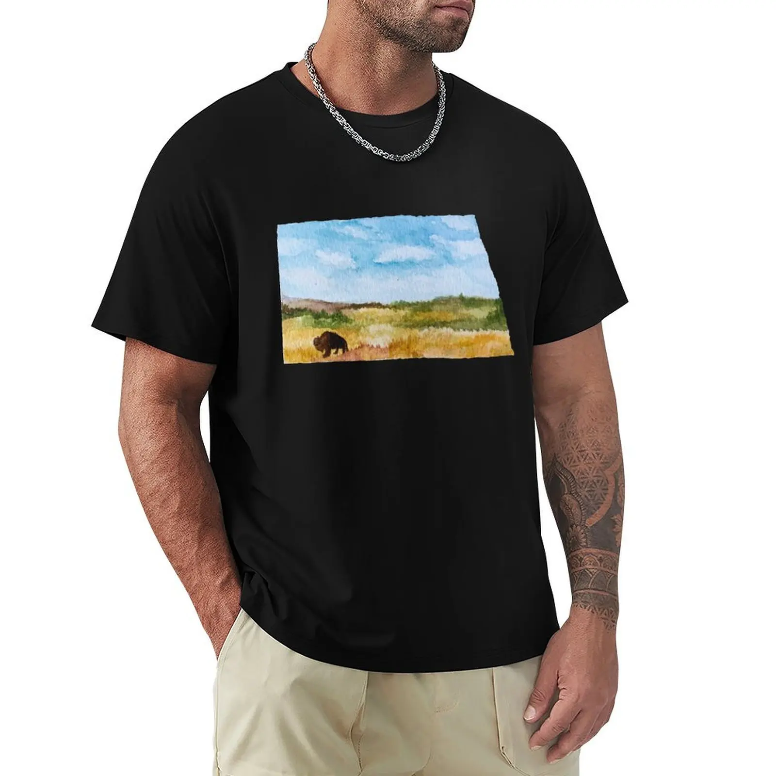 

North Dakota Bison T-Shirt shirts graphic tee kawaii clothes fitted t shirts for men