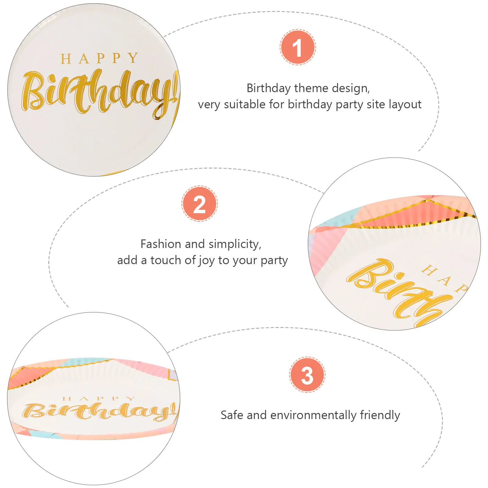 

20Pcs Colorful Paper Plates Round Disposable Cake Plates Birthday Party Decorations Festive Tableware Supplies