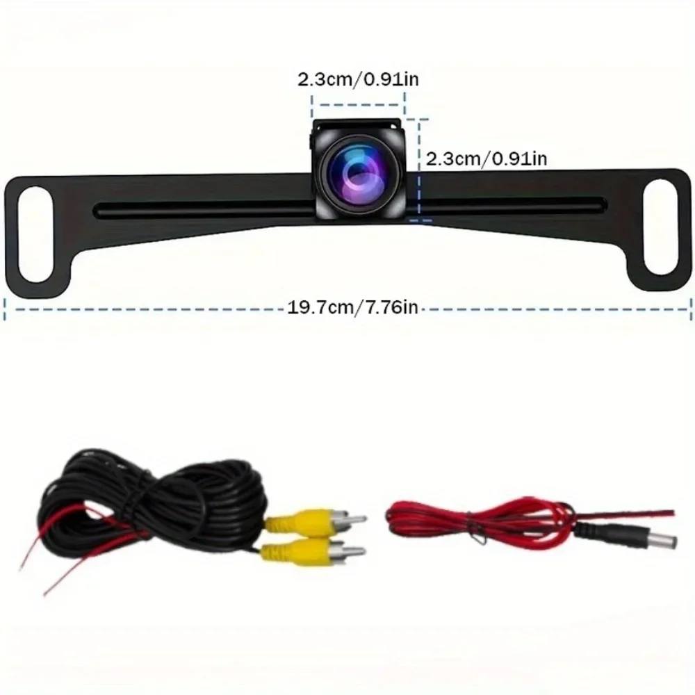 HD License Plate Backup Camera with Bracket Mount - Rearview Reversing Camera, Compatible with Cars, Trucks, SUVs, RVs, Pickups