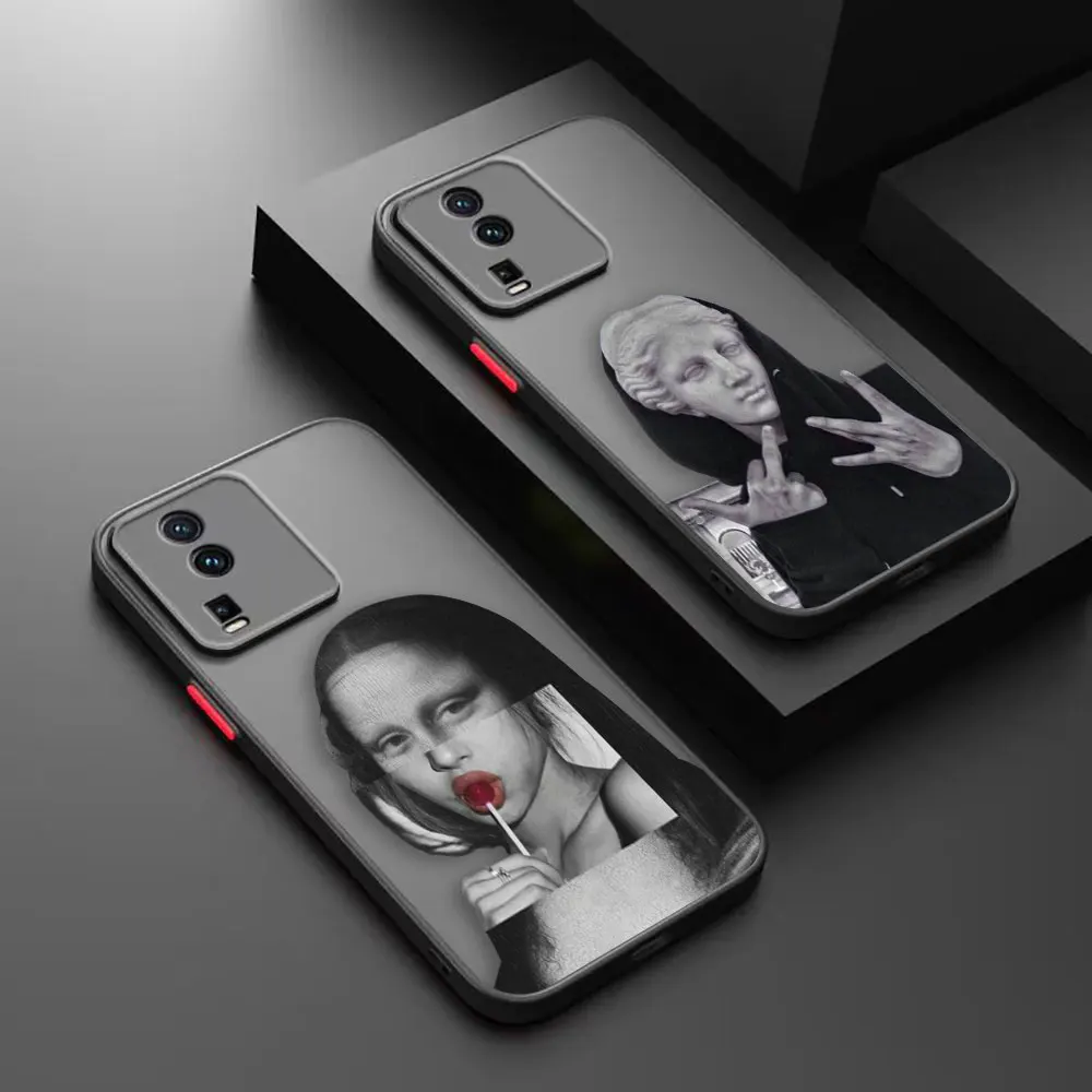 

Matte Case for VIVO X90 X80 X70 5G X60 X50 X30 IQOO NEO 5 7 PRO PLUS X27 X23 X20 Case Funda Art Aesthetic David Mona Lisa Comics