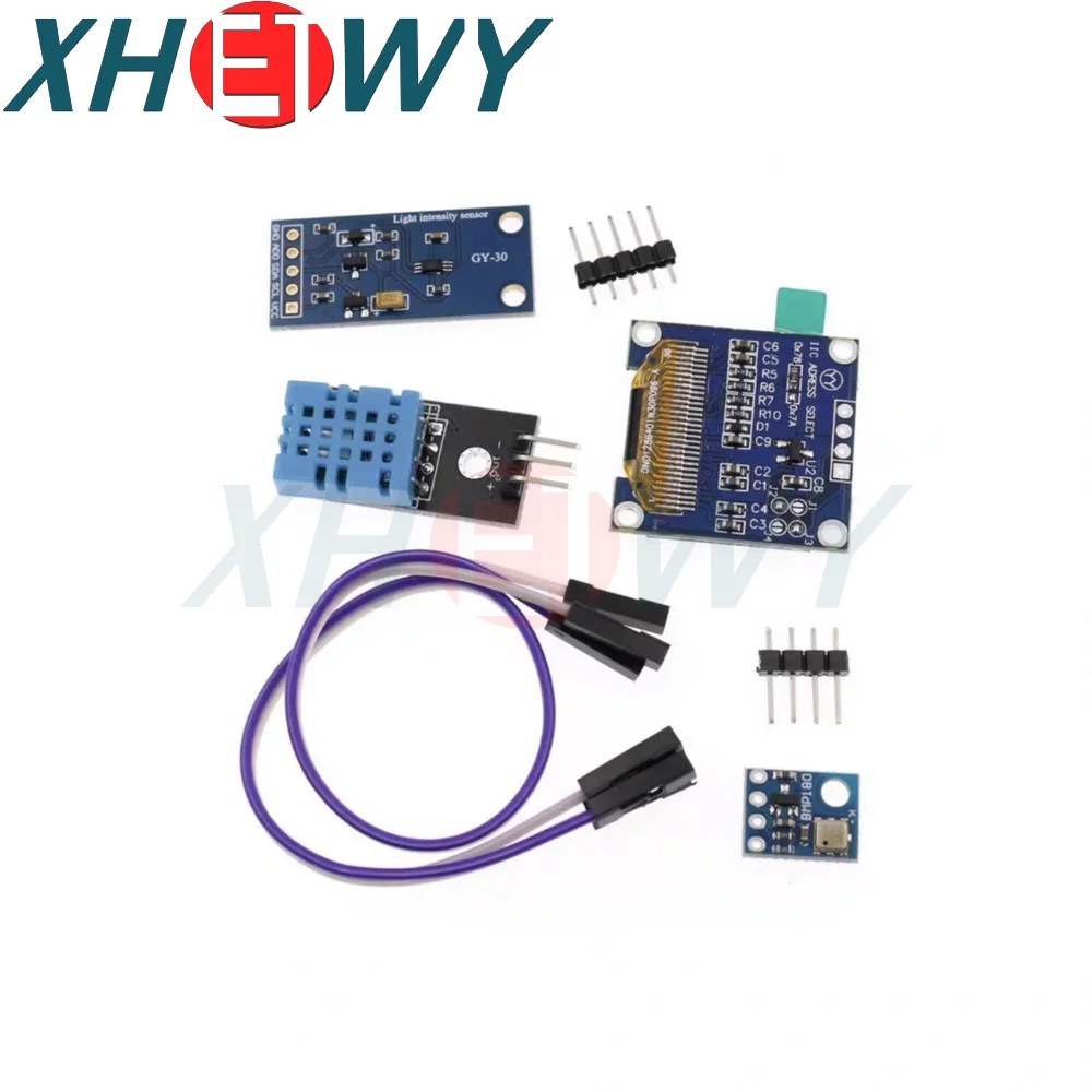 ESP8266 zestaw przyrządów pogodowych do stacji meteorologicznych, DHT-11 BMP-180 BH1750 czujnik NodeMCU 0.96 \'\'OLED deska do startera Arduino IoT