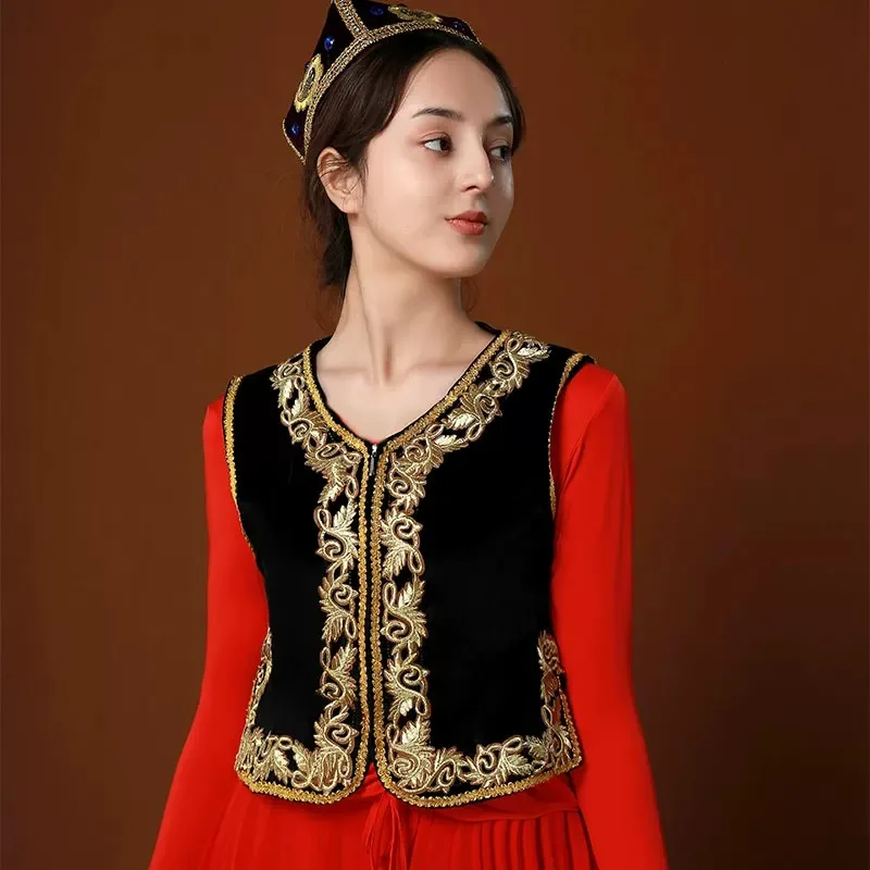 Everbright Store Ethnic Style Vest Xinjiang Dance Costume Women's Wearing Uygur Golden Velvet Vest