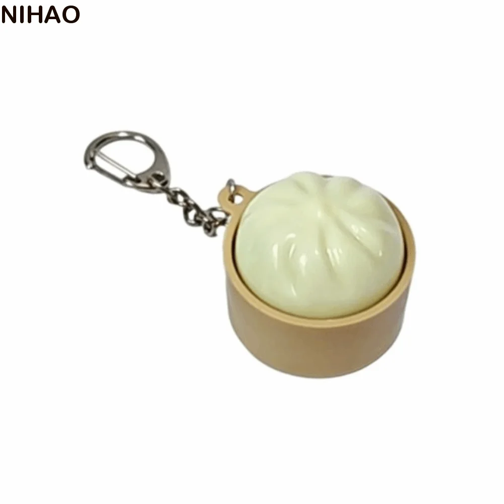 With Steamer Mini Dumplings Squishy Squeezable Cute Pinch Light-Up Steamed Bun Keychain Pendant Fidget Keyboard Fidget