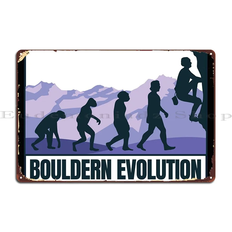 Bouldering Evolution Metal Sign Custom Custom Cinema Design Bar Tin Sign Poster