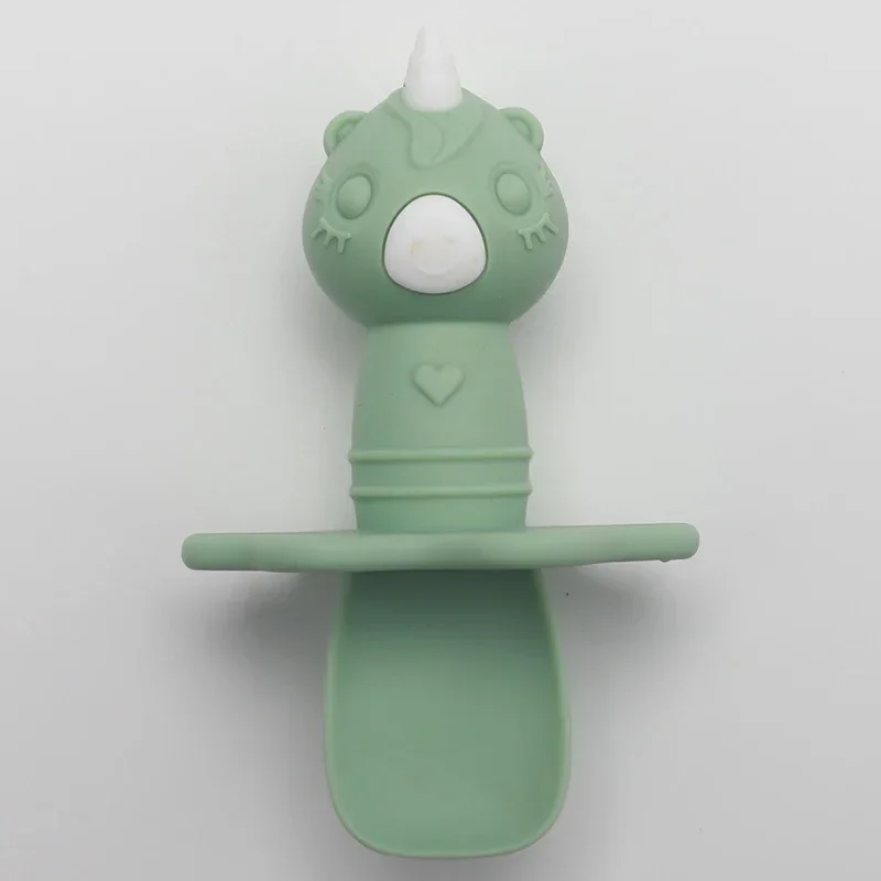 Food Grade Silicone Soft Learning Tableware Toddler Baby Training Feeding Baby Spoon For Baby