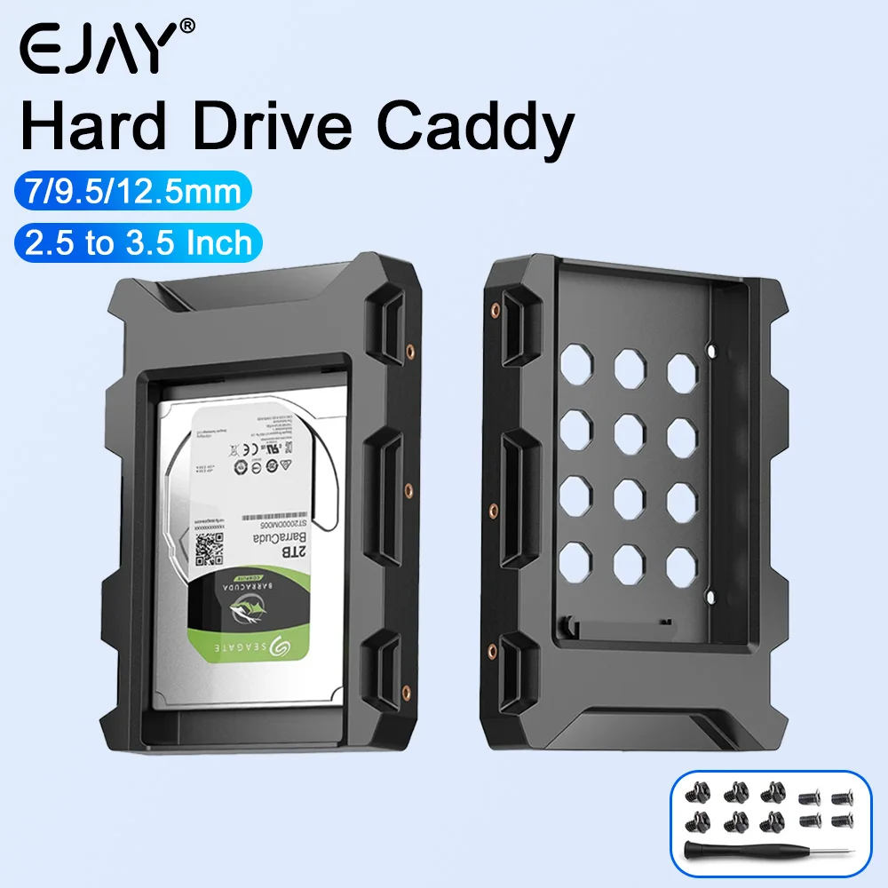 EJAY 2.5 to 3.5 Inch Hard Drive Caddy Internal Drive Bay Converter Mounting Bracket for 7/9.5/12.5mm support SATA3.0 HDD/SSD