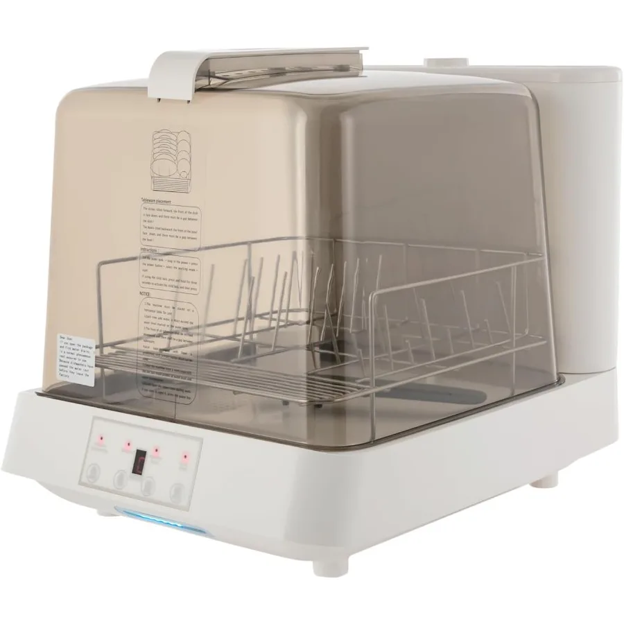 

800W Portable Countertop Dishwasher with 3 Programs 360 Dual Spray 162 High-Temp Air-Refresh Touch Screen for Small Apartments