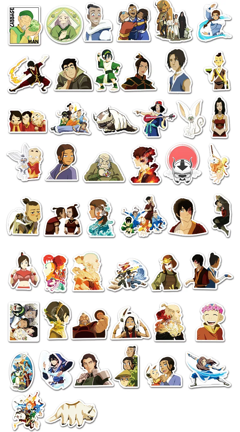 50 Stuks De Laatste Airbender Serie Graffiti Stickers Geschikt Voor Laptop Helmen Desktop Decoratie Diy Stickers Speelgoed Groothandel