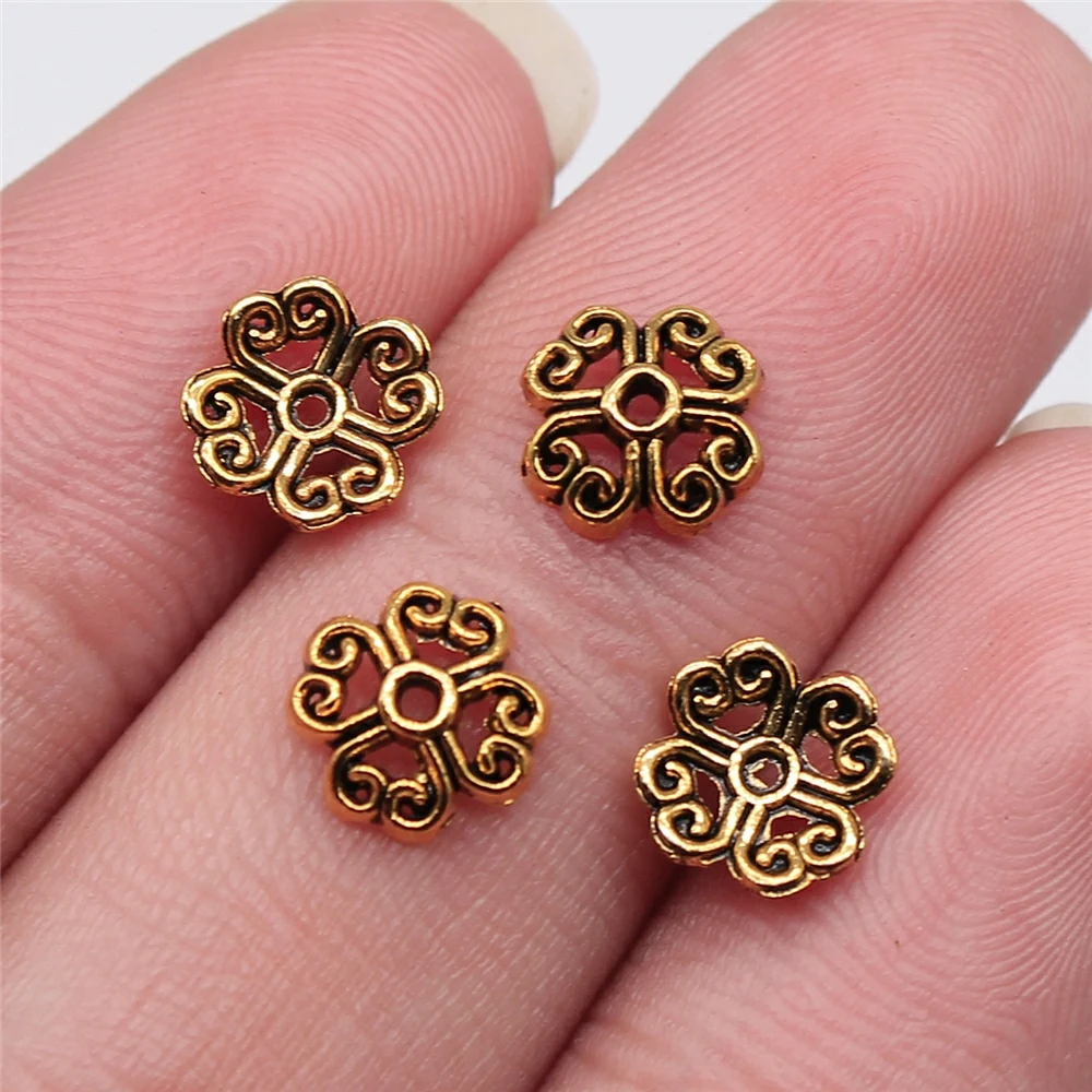 WYSIWYG 50pcs 9x9mm Antique Gold Color Antique Silver Color Beads Caps For Jewelry Making DIY Jewelry Findings