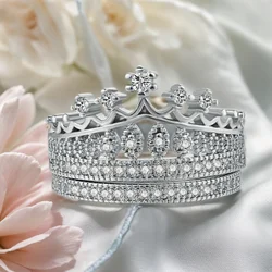 ZHOUYANG Princess's Crown Rings for Women Silver Color Fashion Crystal Cubic Zirconia Engagement Wedding Jewelry ZYR685