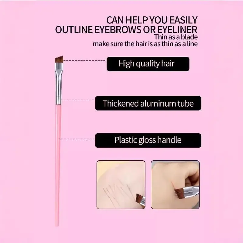 12 Uds. Pincel delineador de ojos de hoja fina y fina, pincel para cejas para un contorno preciso de detalles de maquillaje de ojos, pincel de maquillaje portátil
