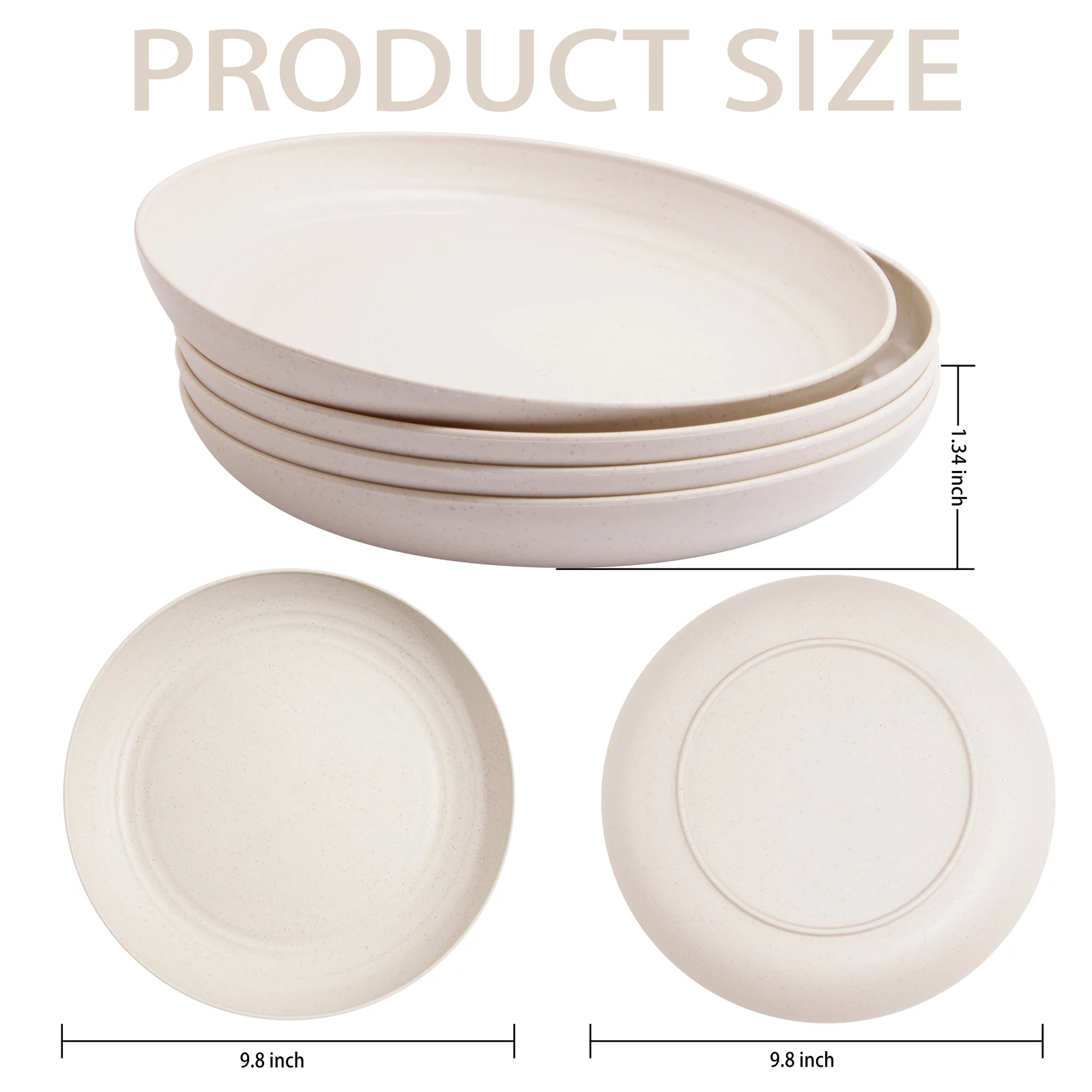 Supernal  8pcs Lightweight Wheat Straw Plates,Plastic Unbreakable Dinner Plates,Reusable Plates,Camping Picnic Plastic Plates