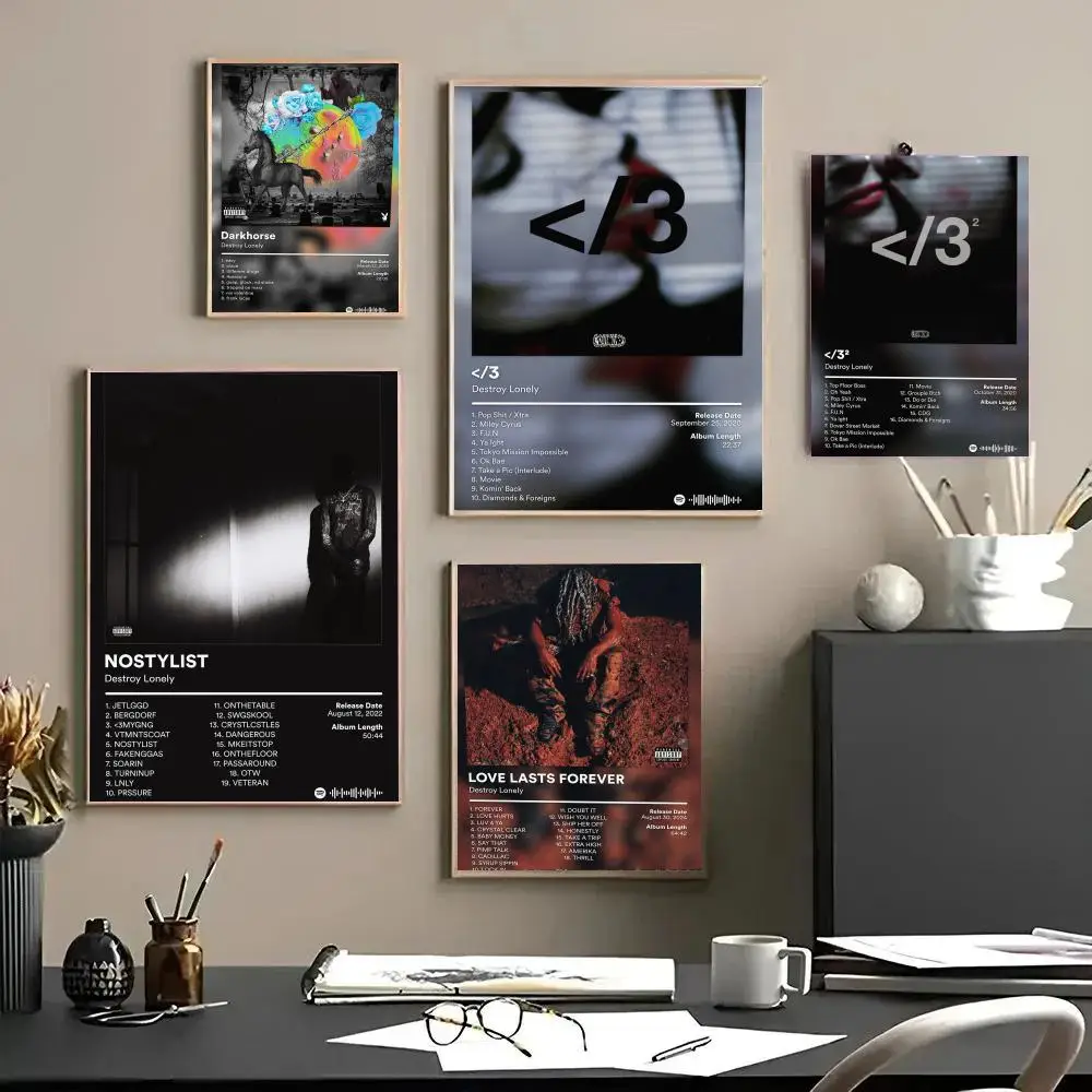 Singer Rapper D-Destroy Lonely Poster Decorative Wall Art Stickers Mural Photo Print for Home Living Room Hallway Decor