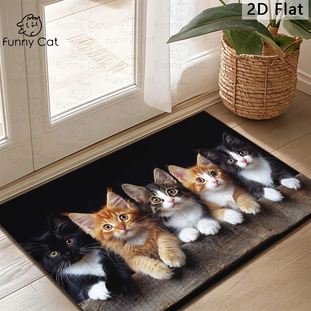 VIKAMA Five Cute Kittens Looking for a Home Entrance Doormat Welcome Mat Rug For Bedroom Carpet For Living Room Home Decor