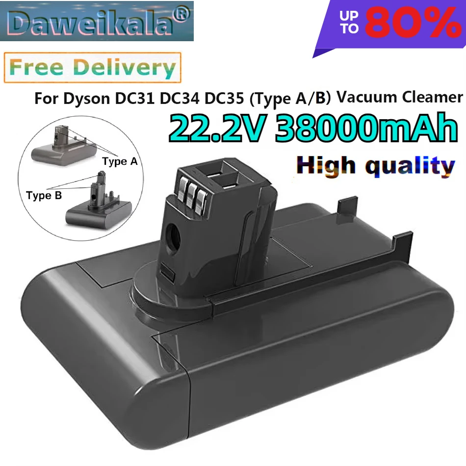 2024 New 22.2V 28000mAh Li-ion Vacuum Battery (Type A only) forDyson DC35, DC45 DC31, DC34, DC44, DC31 Animal DC35 Animal & 28Ah