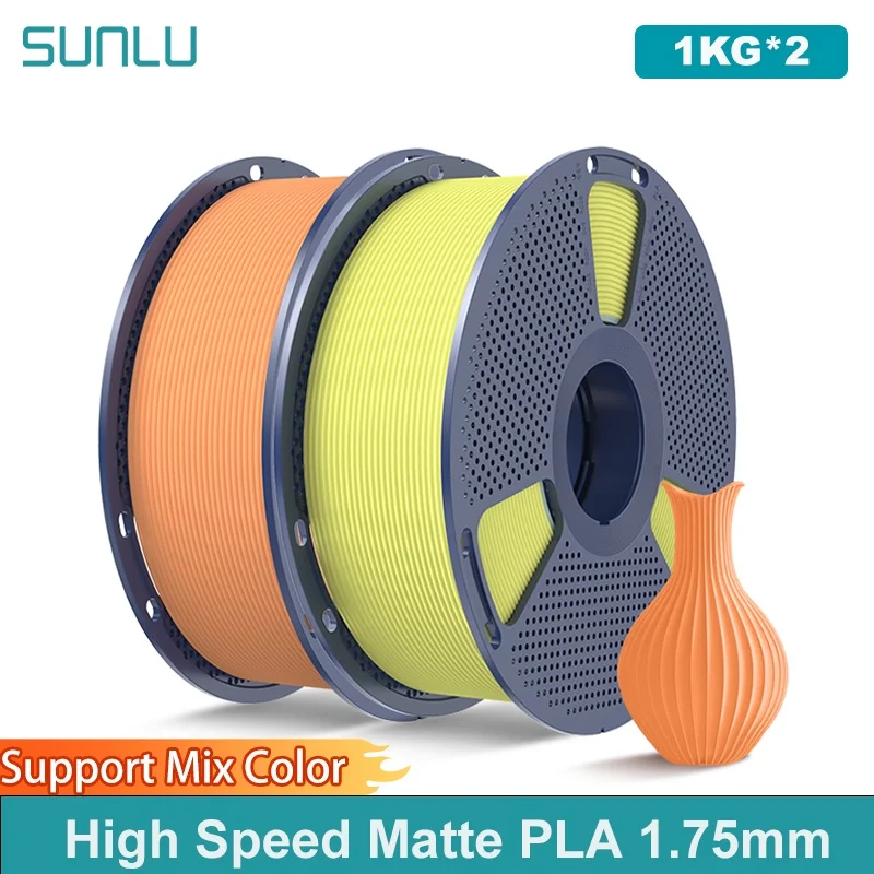 SUNLU 2 كجم خيوط PLA غير لامعة عالية السرعة 1.75 مم 1 كجم بكرة (2.2 رطل) خيوط طباعة عالية السرعة تناسب معظم طابعات FDM #1