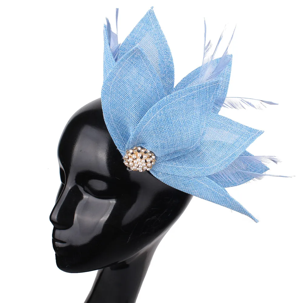 Eleganter Braut-Feder-Fascinator-Haarreif für Damen, Hochzeitskopfbedeckung, Haarschmuck für Kirche, Cocktailparty – Detail 3