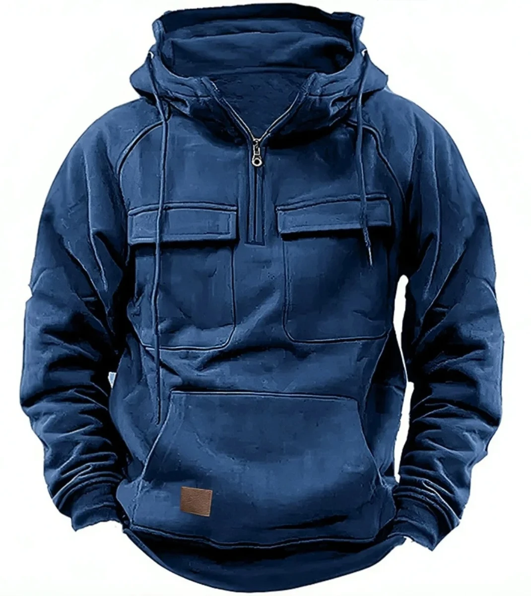 

Осень-зима, мужская однотонная толстовка с капюшоном, повседневный пуловер с несколькими карманами, лоскутная толстовка с капюшоном, модная уличная одежда