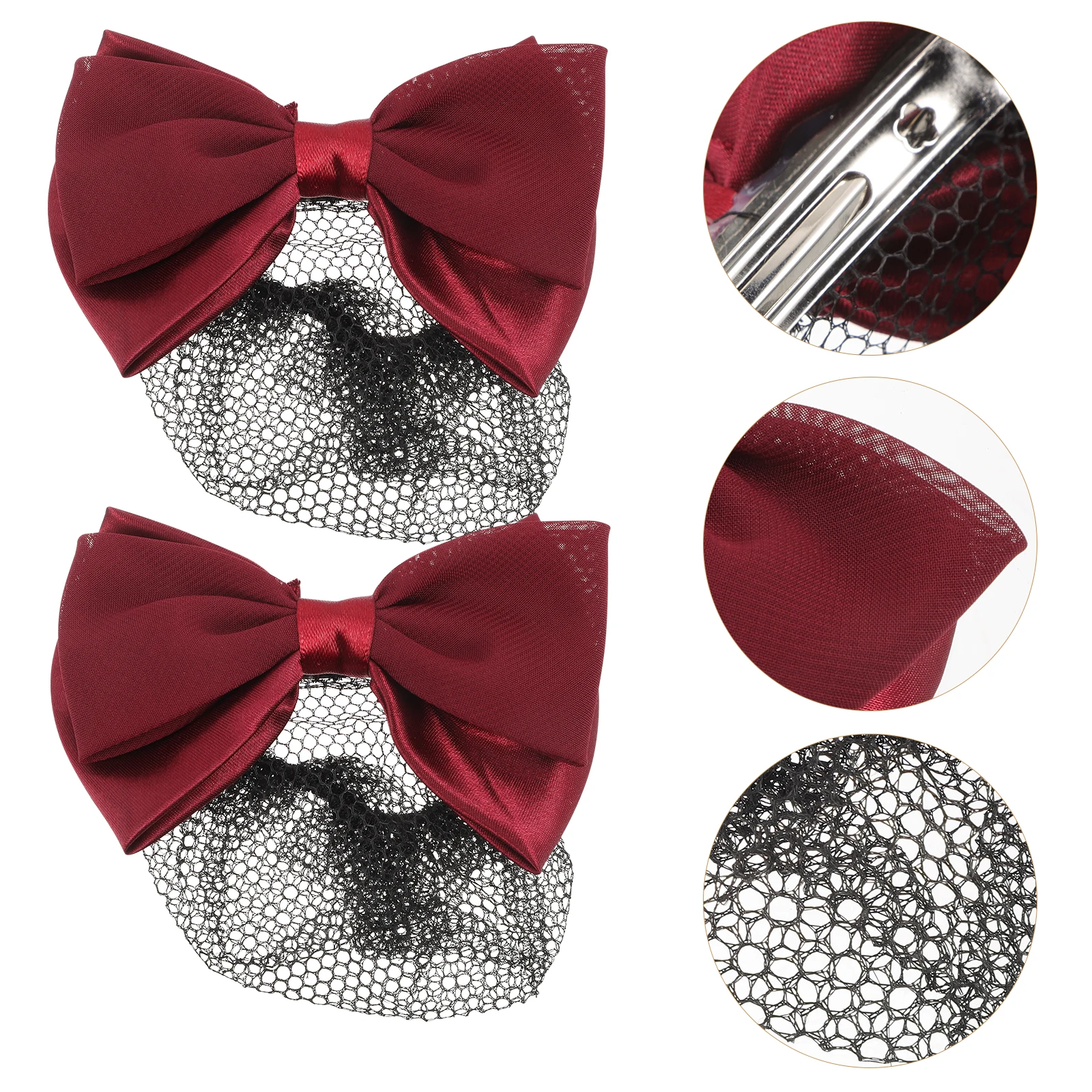 2pcs Bun Nets Bowknot Nurse Women Accessories Nurse Hair Bun Net Elegant Hairstyle Decor For Work Hair Bow Net Clip