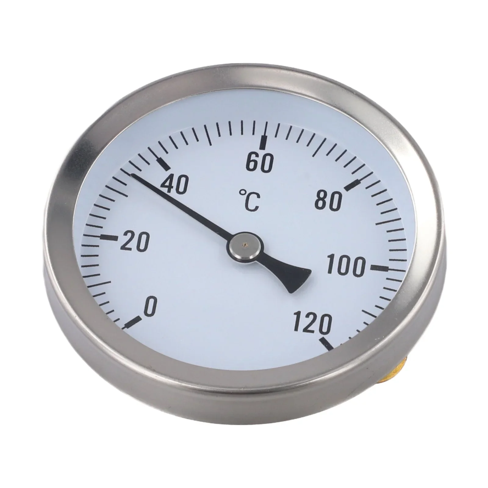 Bimetall Pipe Thermometer with Temperature Range 0 to 120 Degrees Celsius Featuring Sturdy Metal Housing and Fixing Spring