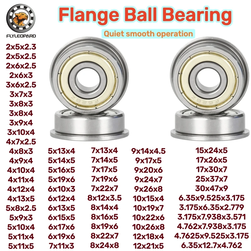10pcs MF105ZZ 5x10x4mm Flange Bearing ABEC-7 High Precision ZZ Double Shielded MF115 MF52 F608 MF84 MF106 MF128 ZZ Low Noise