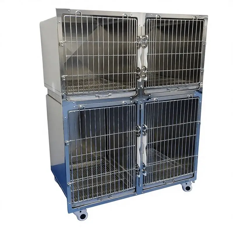 S&W PET Stainless Steel Simple 4-Tier Bird Cage Auto Lock Detachable Panel Mobile Vet Clinic/Pet Store Cage Indoor/Outdoor