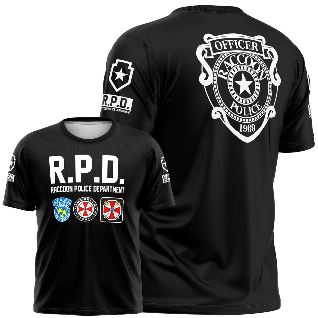 Biohazard R.P.D. 3D Print Sport Quick-dry Breathable Men T-Shirt Outdoor Street Casual Fashion Loose Original Style Short Sleeve