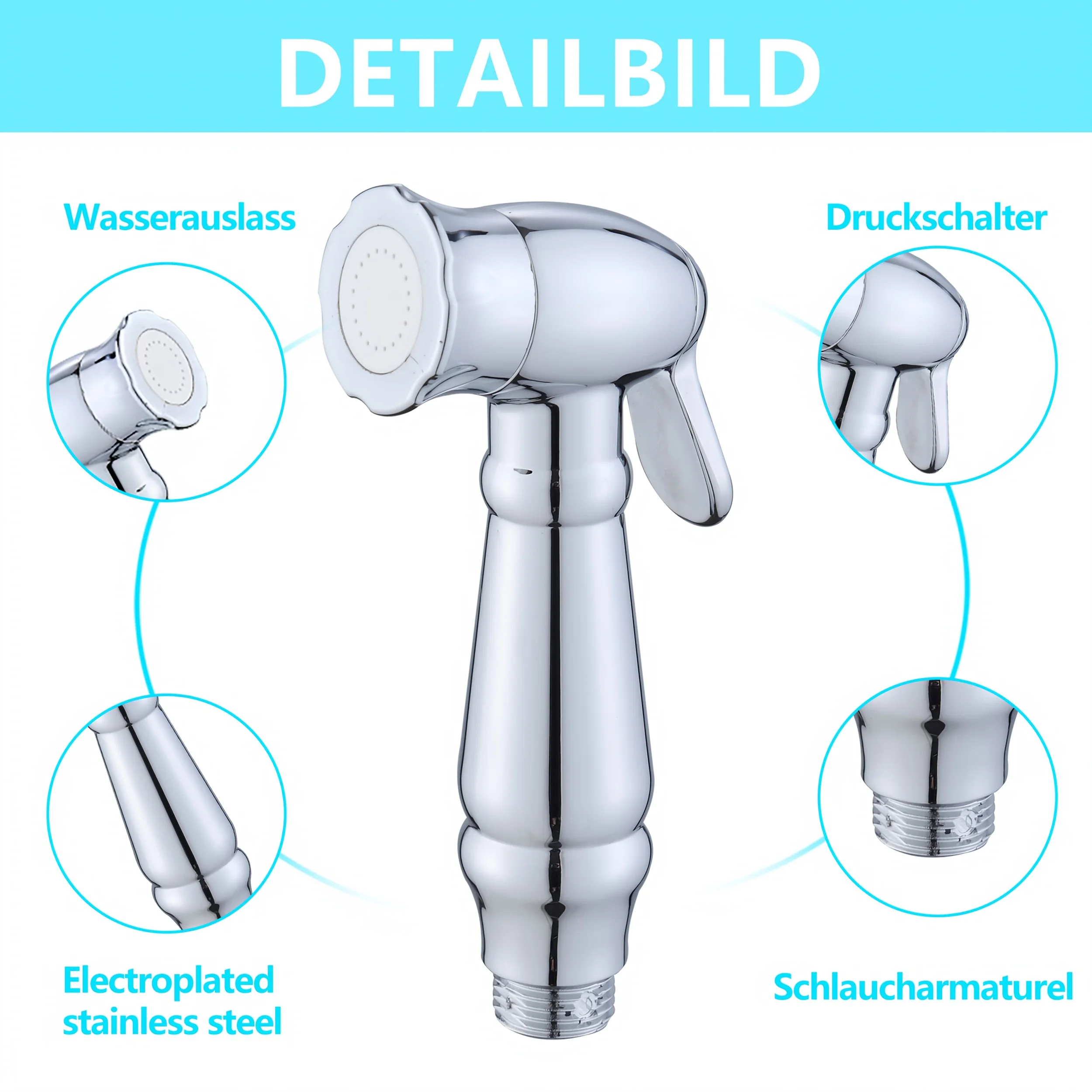 1PC 핸드헬드 샤워 세트, 핸드헬드 샤워, 깨끗하고 깔끔한 화장실 환경을 제공합니다.