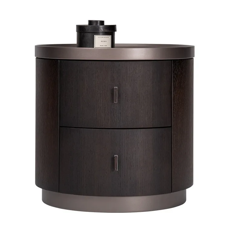 

Minimalist, smoky color, bedside table, solid wood, round, bedside table