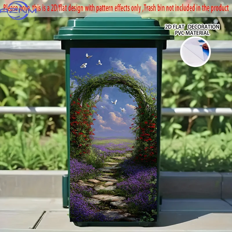 2D Flat Printing 1pc 2D Pattern Printed Kitchen Trash Can Sticker xcm 