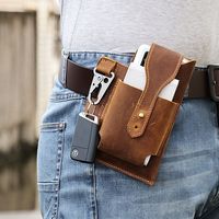 Hot Phone Belt Bags Men Designer Genuine Leather Waist Bag Male Hook Bum Bag Waist Belt Pack Cigarette Case 5.5\