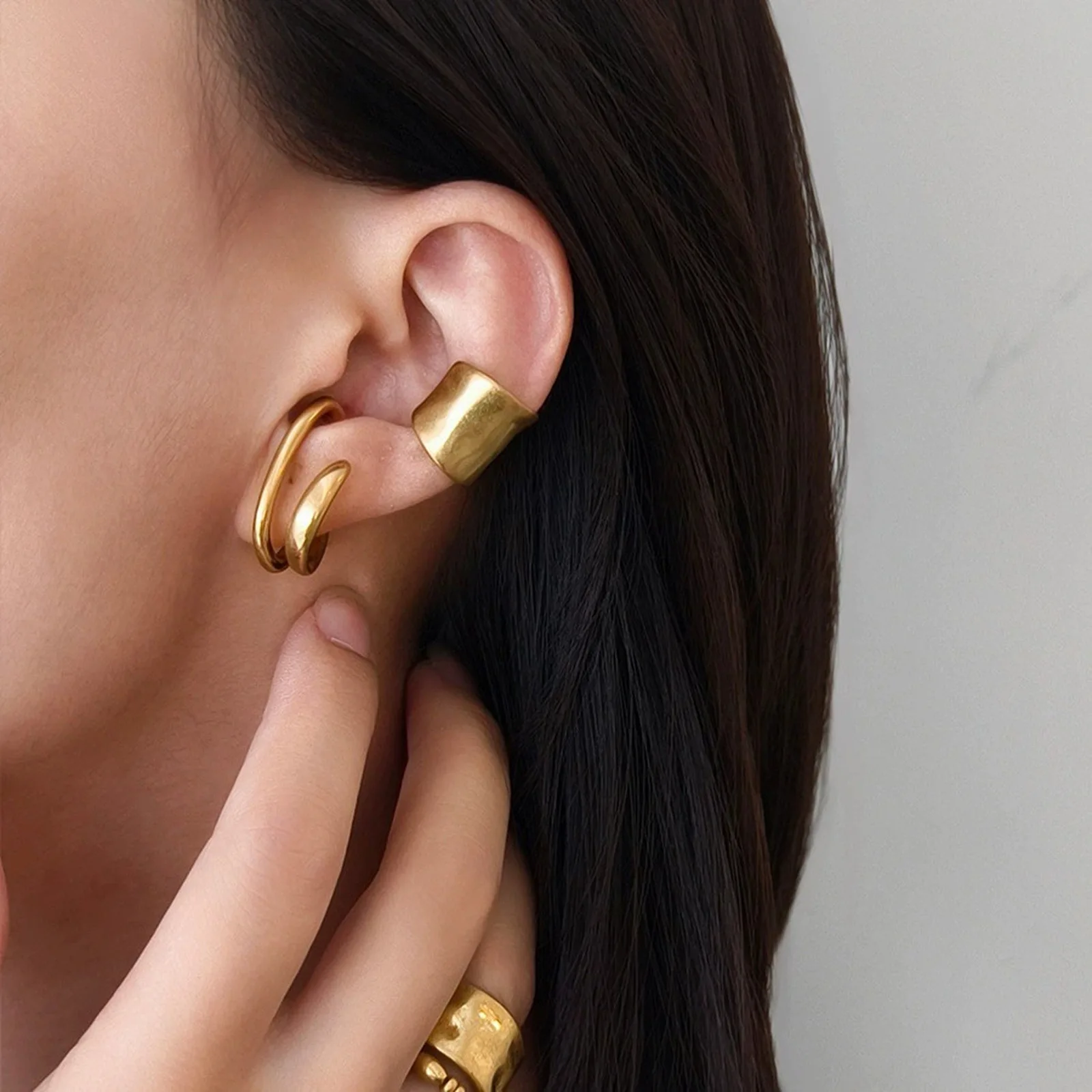 Punk Irregular Ear Clip For Women Simple Metal No Piercing Ear Bone Clip Ear Cuff Jewelry Gifts