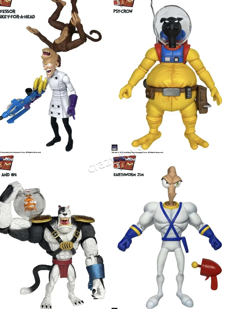 【In Stock】Premium DNA Earthworm Jim Bob Psy-Crow Professor Monkey Collectible Movable Action Figure Hobby Gift Toy view 2