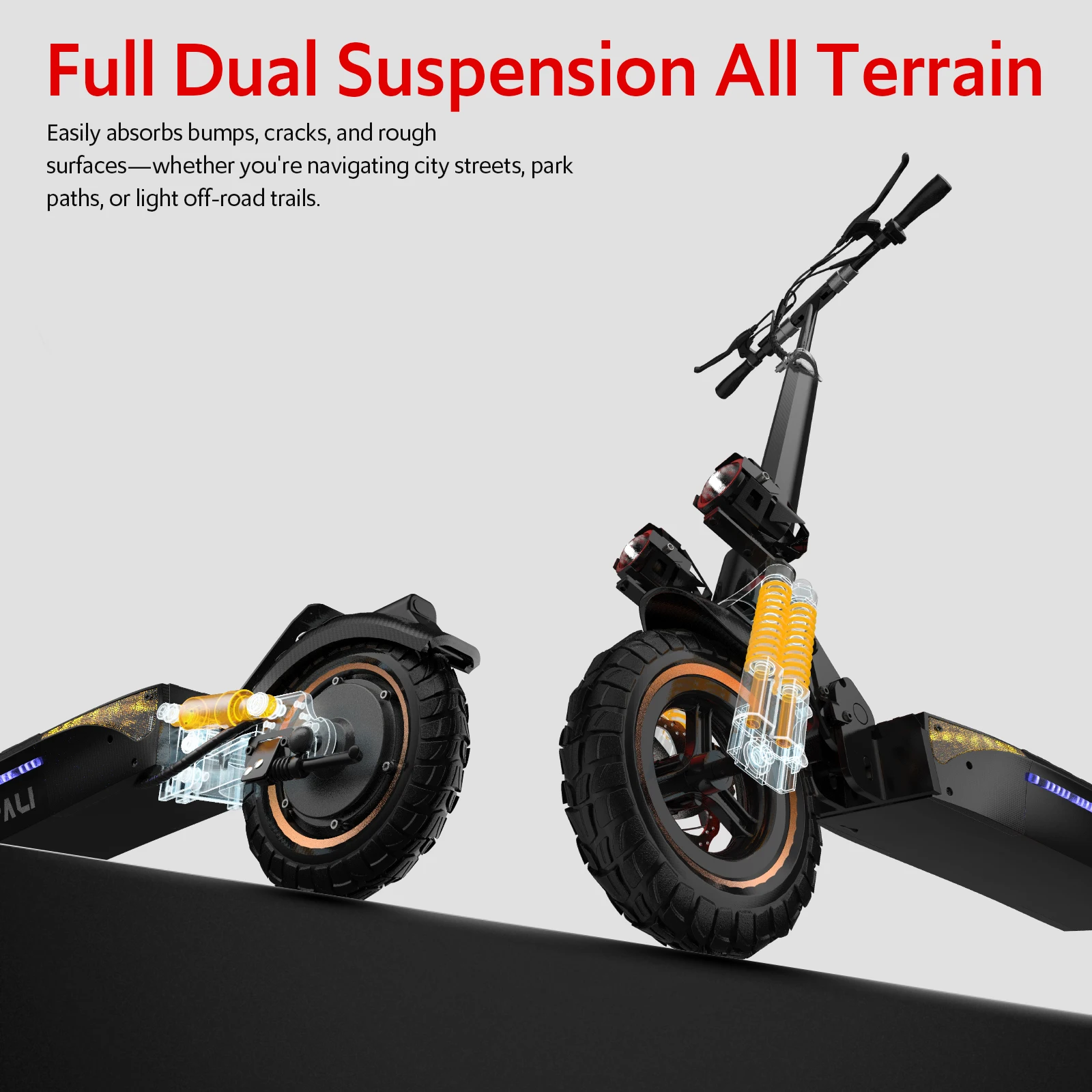 Off Road Electric Scooter, 48V 13AH 1200W Motor Folding E-Scooter, 11 7