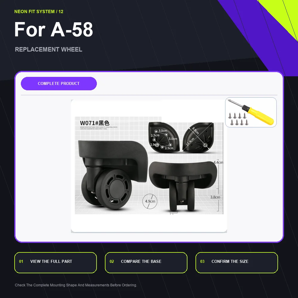Travel Wheel For Crown A-58 For Benlun BL-116 For Hongsheng A-58 For Diplomat A-58 Quiet Durable Caster Part