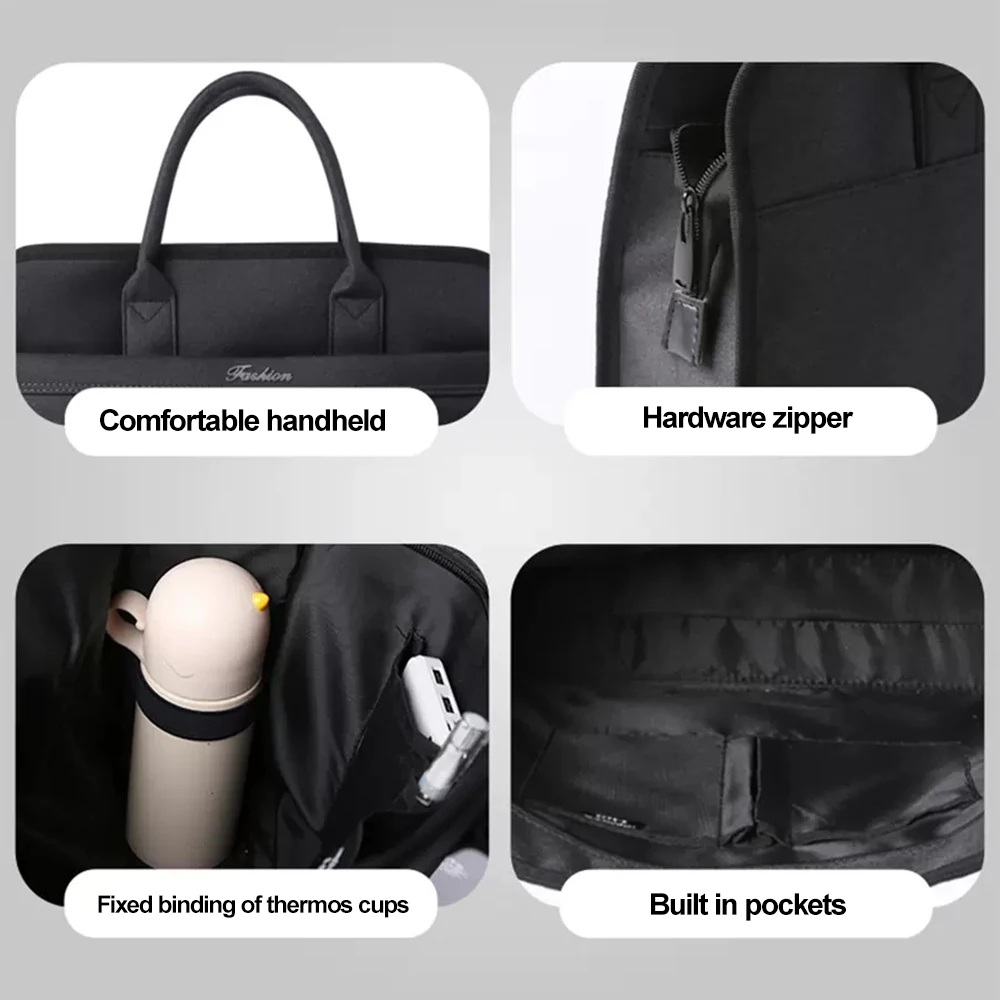 1PC Briefcase Men\'s Handbag Black Oxford Cloth Handbag File Bag Large Capacity Customized Waterproof Canvas File Bag