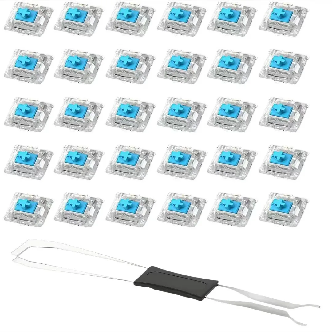 50/100pcs Keyboard Switch Keyboard Clicker Key Switches Mechanical Keyboard DIY Hot-Swappable Cross Stem, Included Keycap Puller
