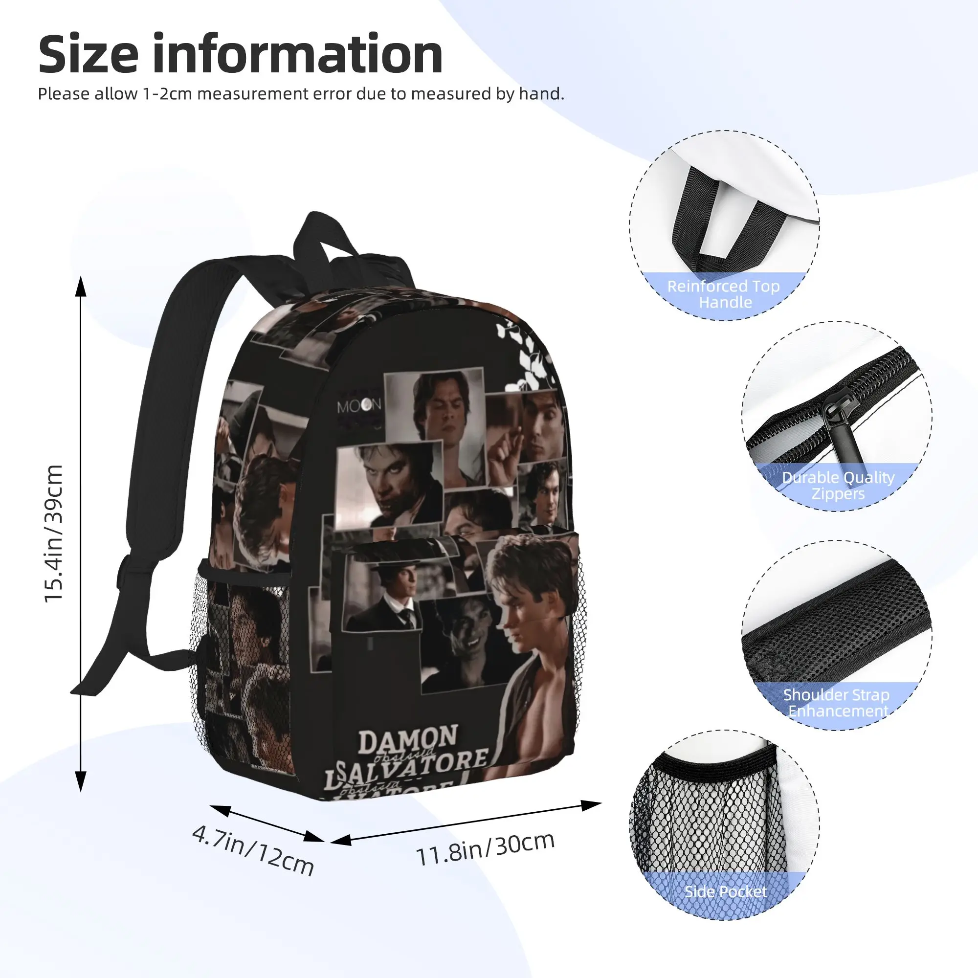 The Vampire Diaries Damon Salvatore Backpack Hot Sale Daypack Boys Girls BookBag Shoulder Bags for Men Women School Bag