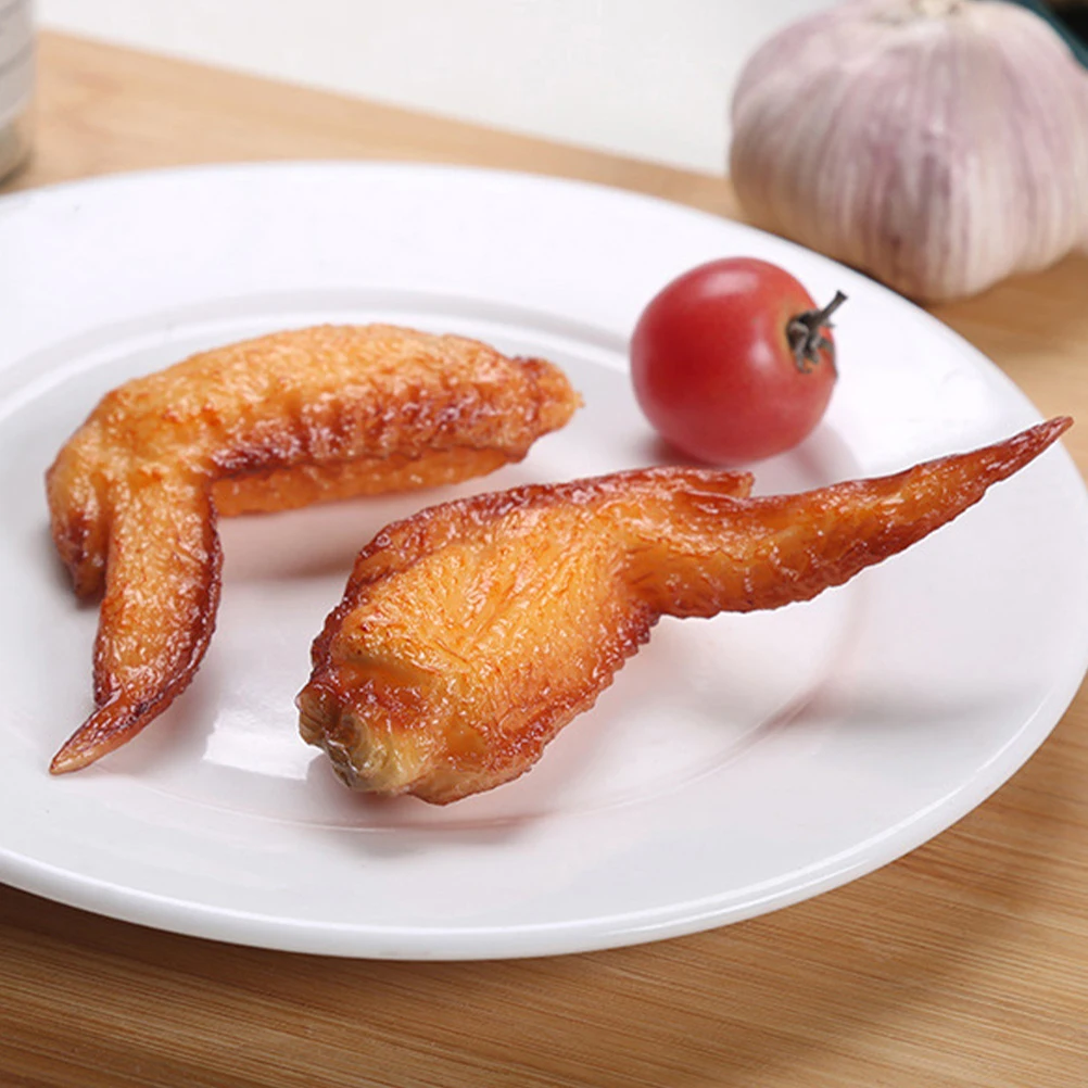 

4Pcs Artificial Roasted Chicken Wing Decoration Durable PVC Fake Food Prop for Home Kitchen Photography Chicken Wing Model