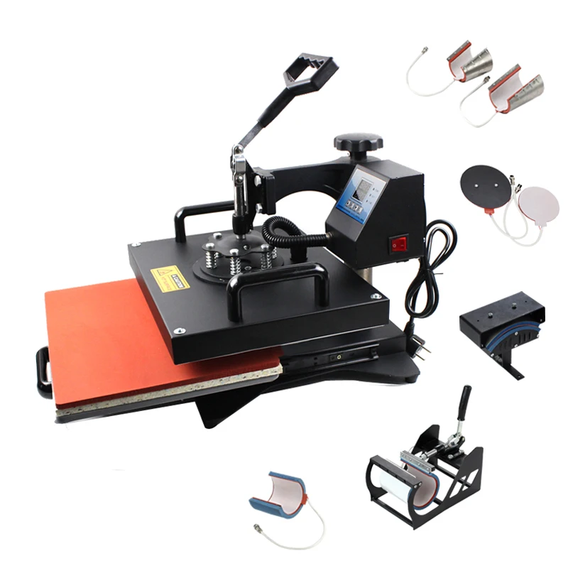 30*38CM 5 in 1 Heat Press Multi-Function Combination Machine Sublimation Transfer Printer Price for t Shirt Coffee Mug Plate Hat