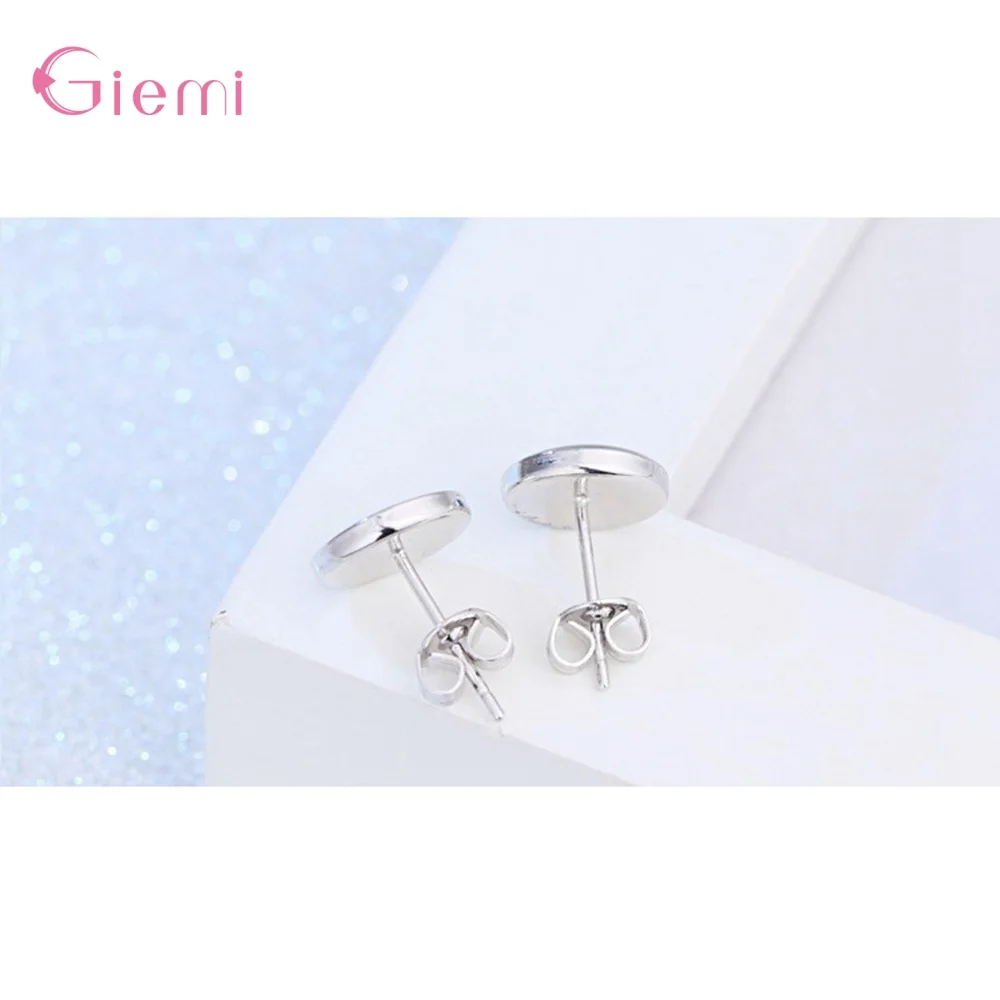 Boutique Women Round 925 Sterling Silver Ear Stud Vintage Engagement Party  Pierced Black Stone Earrings Jewelry Gifts