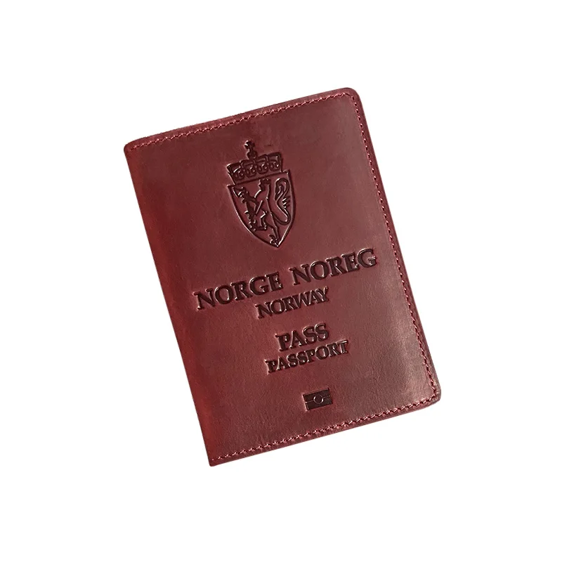 The Kingdom of Norwegian Passport Cover Case Genuine Leather Norwegian Kongeriket Norge Cowhide Passport Holder