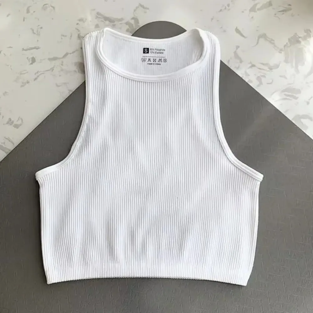 Chaleco Deportivo Sin Costuras de Color Sólido, Chaleco de Running sin Mangas de Alta Elasticidad, Chaleco de Yoga de Secado Rápido para Mujer