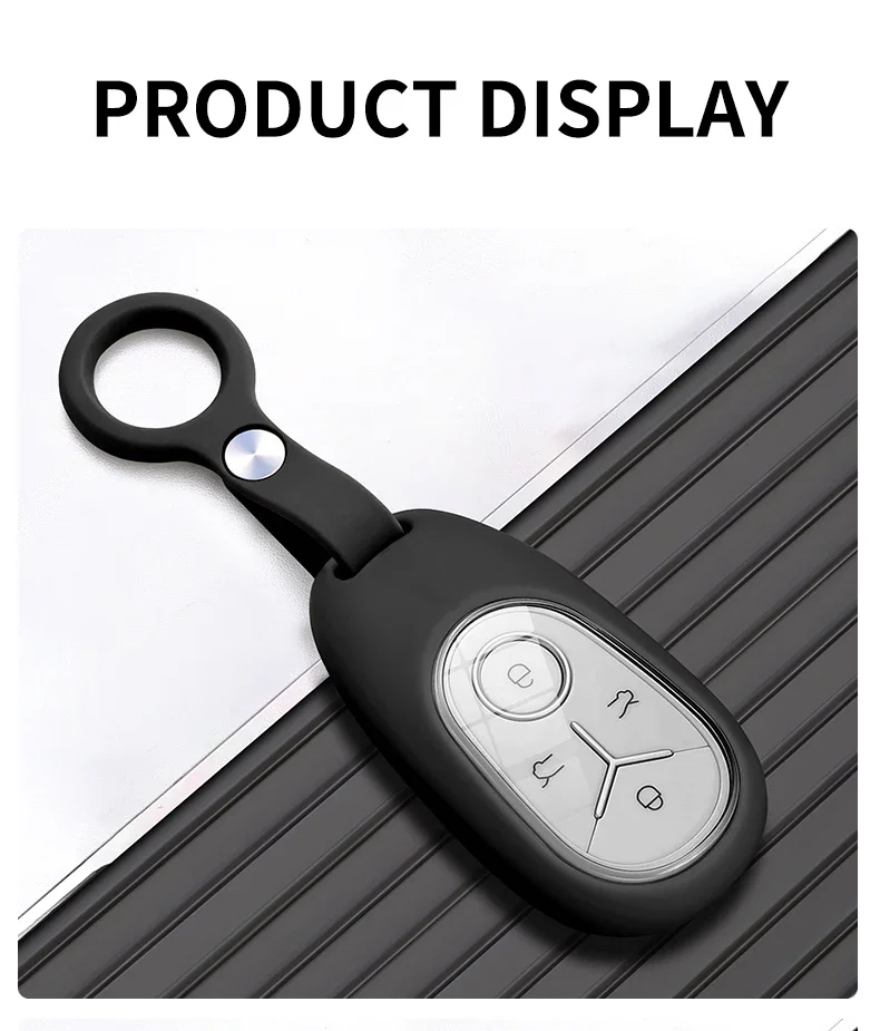 Geely EX2 key fob cover - button cutout close-up
