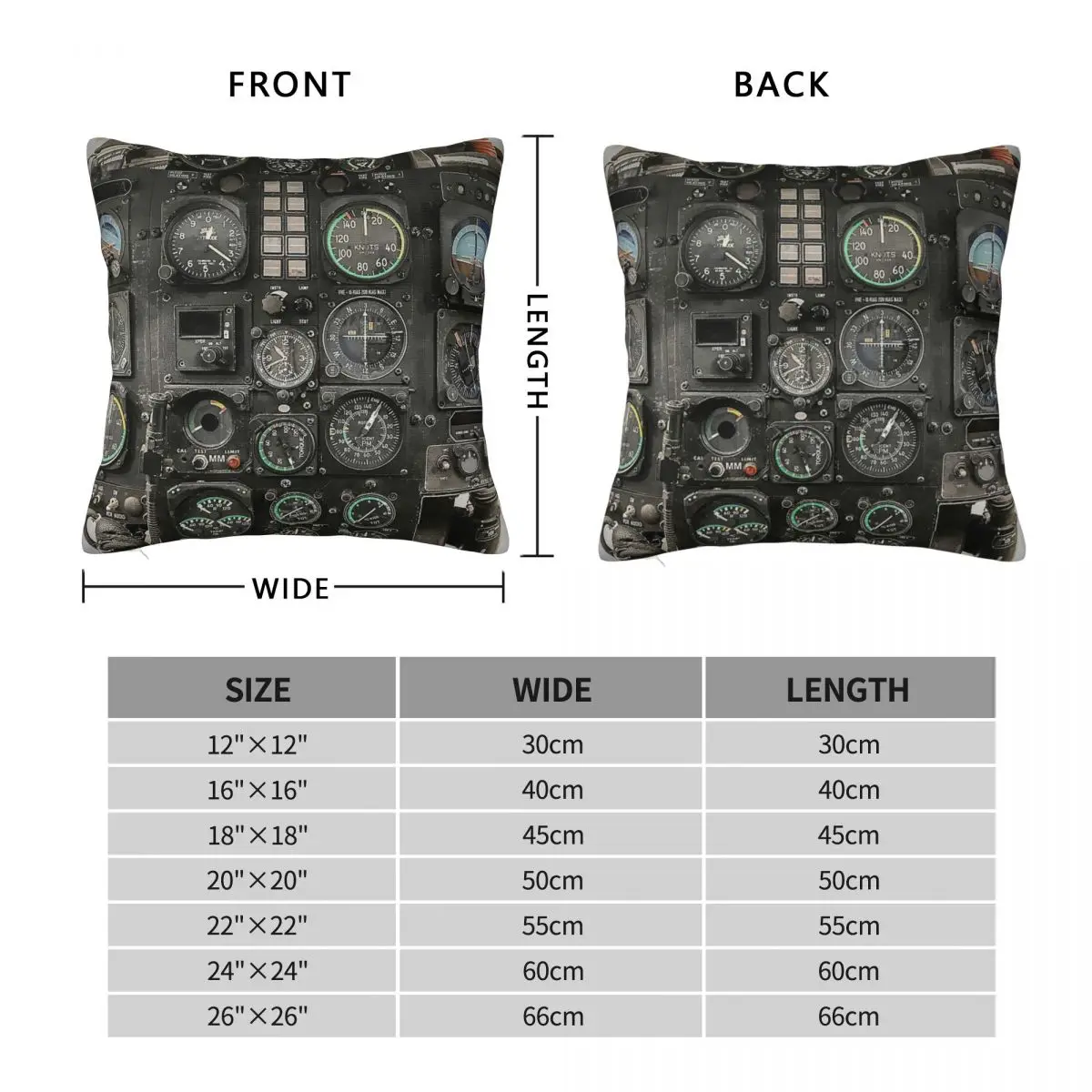 Aviation Helicopter Cockpit Instrument Square Pillowcase Pillow Cover Cushion Decor Comfort Throw Pillow for Home Bedroom