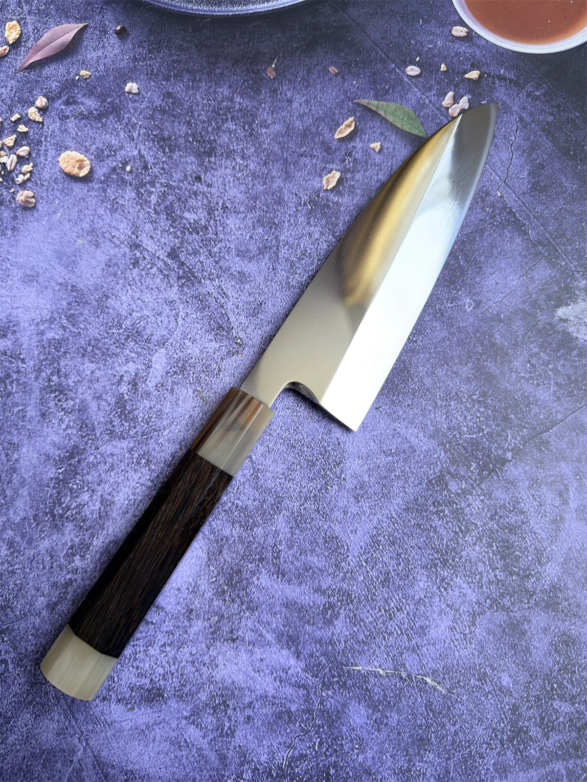 RHON 7/8.5inch Deba Knife S/S9Cr18 Blade Japanese Kitchen Fish Head Cutting Sashimi Sushi Slicing Knives with Ebony Wood Handle
