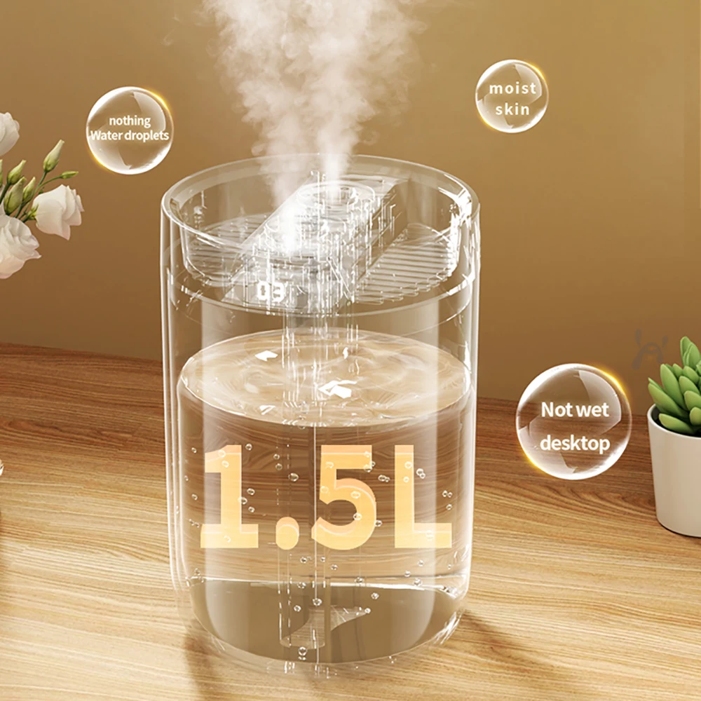 Dubbele Nozzles 1500Ml Led Etherische Olie Diffuser Aroma Diffuser Aromatherapie Mistspuit Luchtbevochtiger Diffuser Voor Grote Kamer